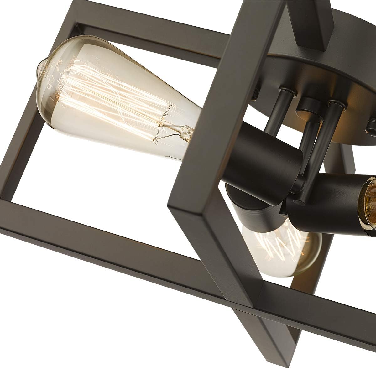 Zeyu Semi Flush Mount Light, 15 Inch 3-Light Farmhouse Close to Ceiling Lighting for Kitchen Hallway, Brown with Black Patina Finish, ZJF13-F BR