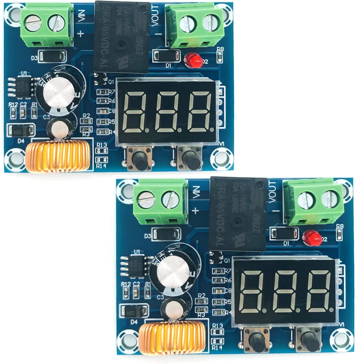 12-36V Low Voltage Digital Protector Disconnect Switch Cut Off Lithium Battery Over Discharge Protection Module Pack of 2