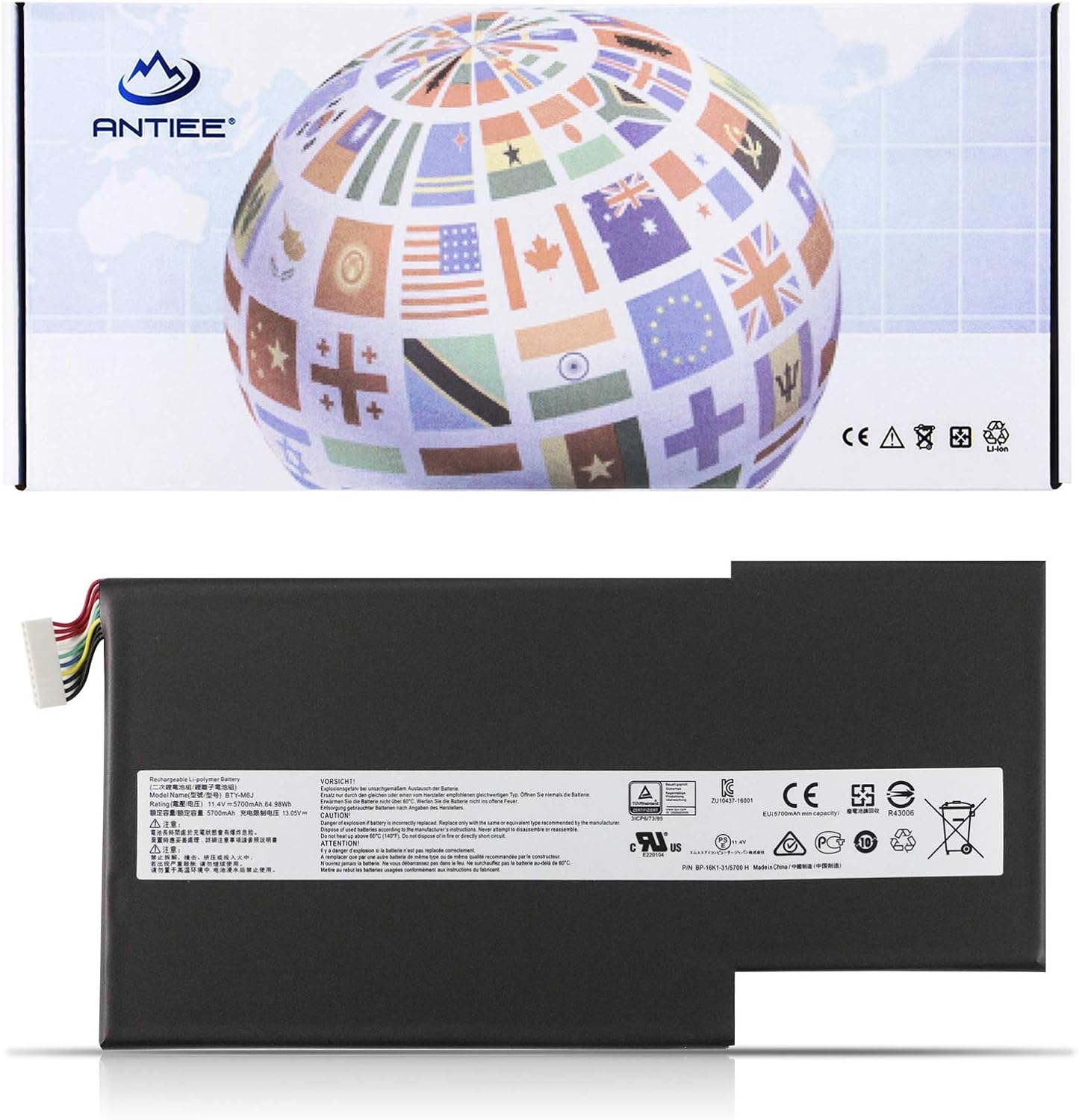 BTY-M6J BTY-U6J Battery for MSI GS63 7RD 7RE 8RD 8RE 8RF GS63VR 6RF 7RF GS73 7RE 8RD 8RE 8RF GS73VR 6RF 7RF 7RG 8RE WS63 7RF 7RK 8SK 8SJ 8SL WS63VR 7RL MS-16K2 MS-16K4 MS-16K5 MS-17B1 MS-17B4 MS-17B5 Pack of 2