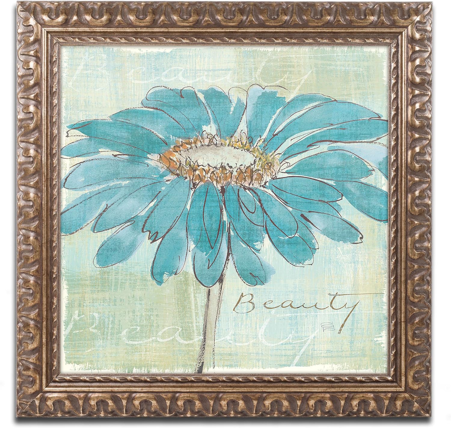 Spa Daisies I Artwork by Chris Paschke, 11 by 11-Inch, Gold Ornate Frame Pack of 2