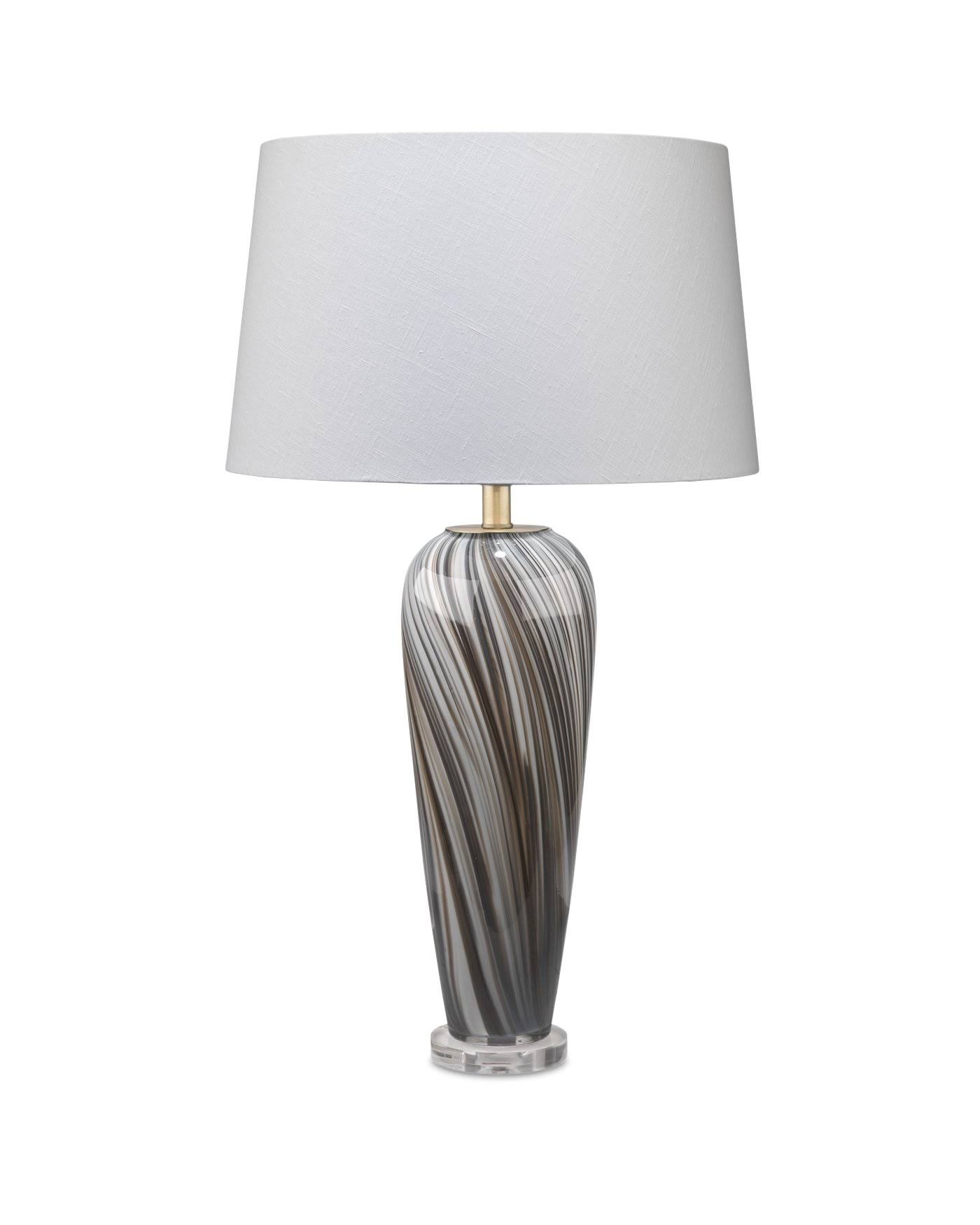 Jamie Young Bridgette Table Lamp in Gray and Black Swirl Glass