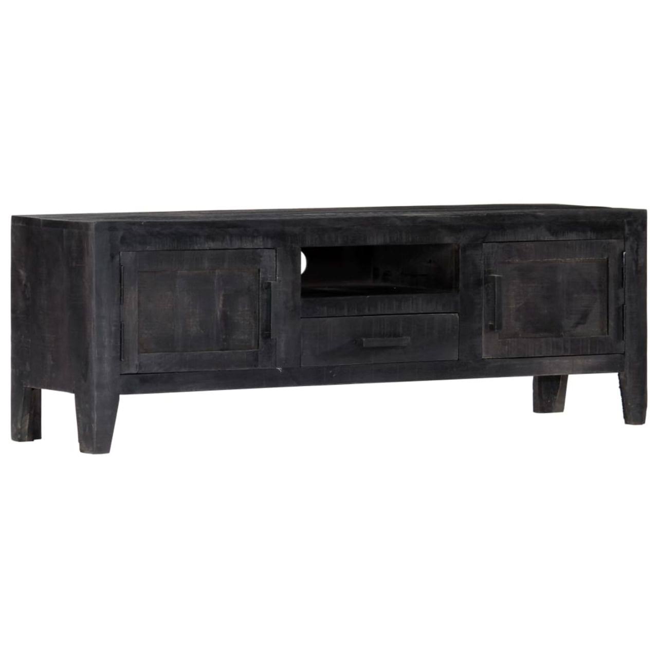 vidaXL TV Cabinet Black 46.5x22x11.8x22x15.7x22 Solid Mango Wood, 247985