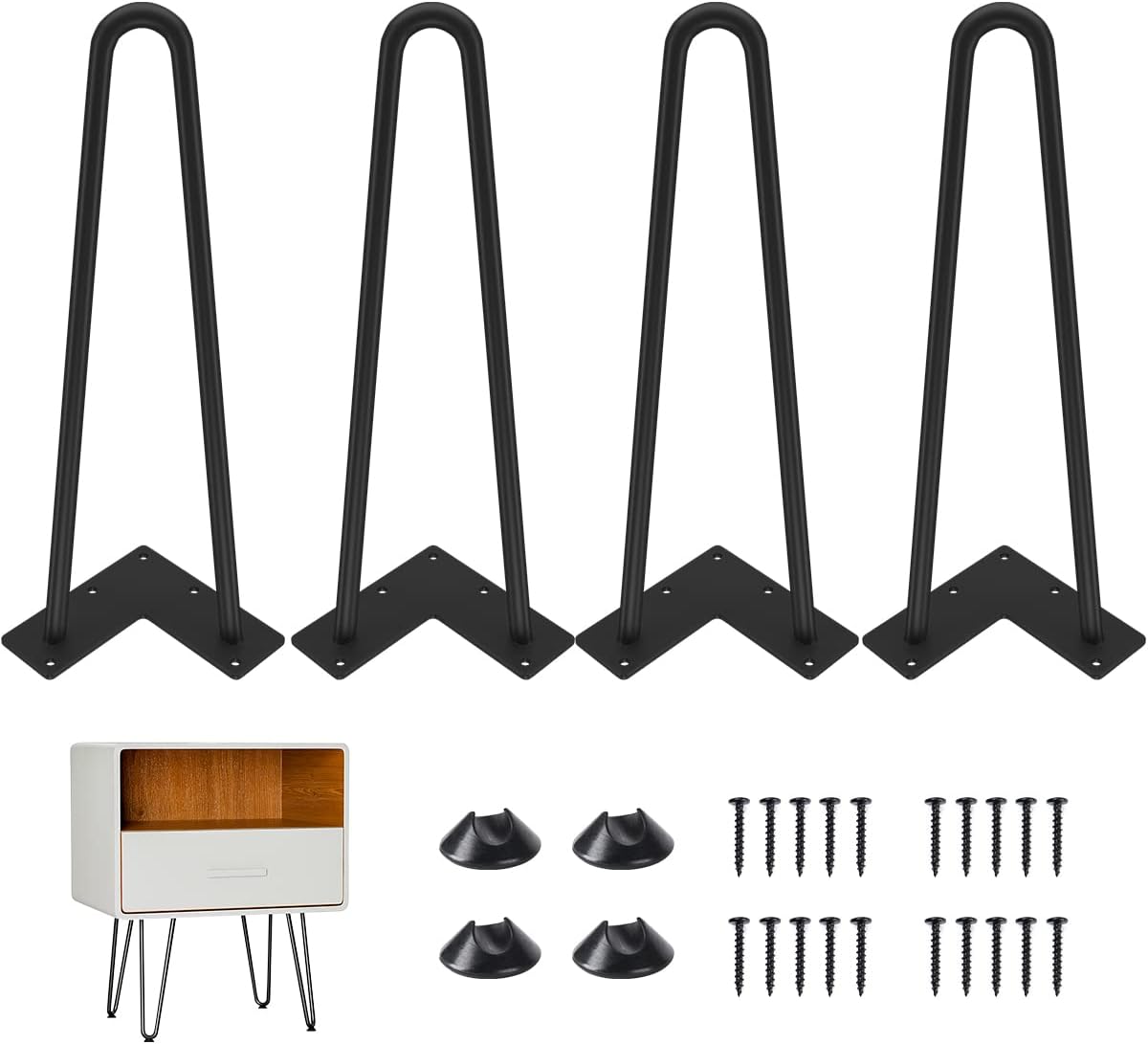 Genius Iron 4 Inches Hairpin Table Furniture Legs, 1/2