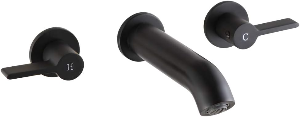 POP Wall Mounted 3-Hole Bathtub Faucet, Matte Black Roman Tub Faucets for High Flow Rate 2 Handle Tub Filler with Valve