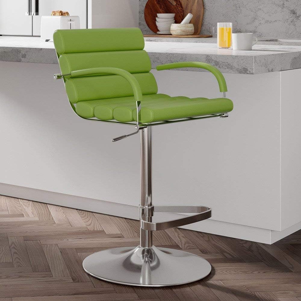 Zuri Furniture Black Ego Adjustable Height Swivel Bar Stool with Chrome Base