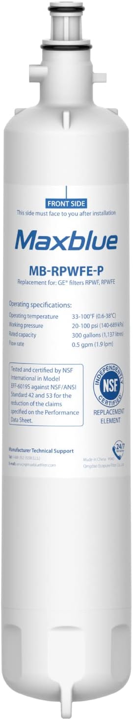 Maxblue RPWFE (with CHIP) Refrigerator Water Filter, Replacement for GE® RPWFE, RPWF, WSG-4, DWF-36, WF277, R-3600, MPF15350, OPFG3-RF300, RWF1063, RWF3600A Pack of 2
