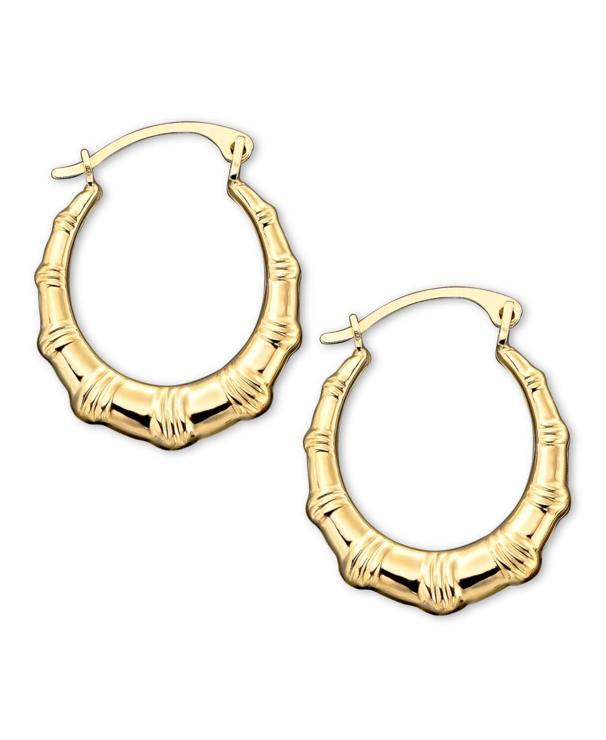 Macy&s 10K Gold Hoop Earrings, Small Bamboo - Metallic - Earrings