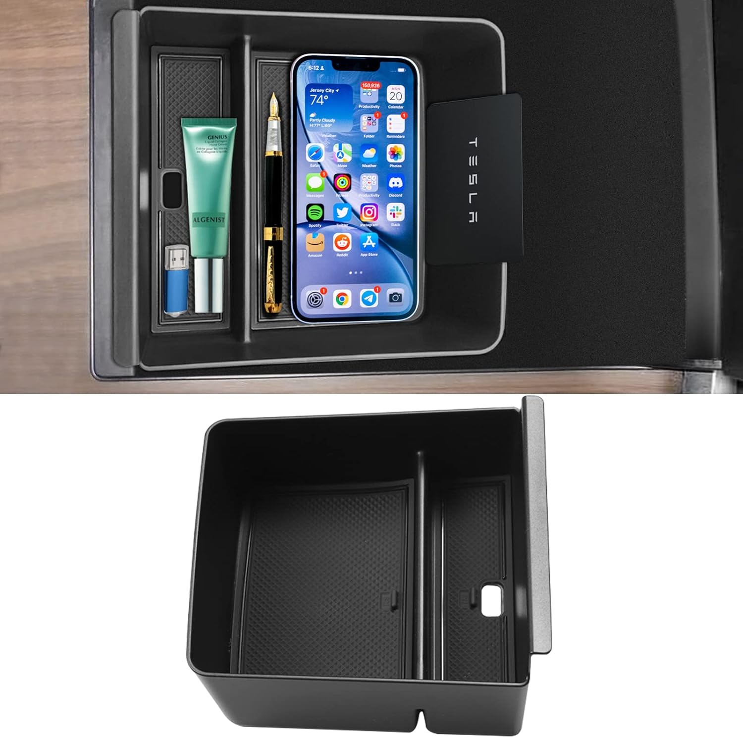 Jaronx Compatible with 2022 2021 Tesla Model X/Model S Console Organizer, Center Console Storage for Upgraded Model S/X Plaid/Long Range, Console Armrest Organizer Tray Accessories for Model S/X