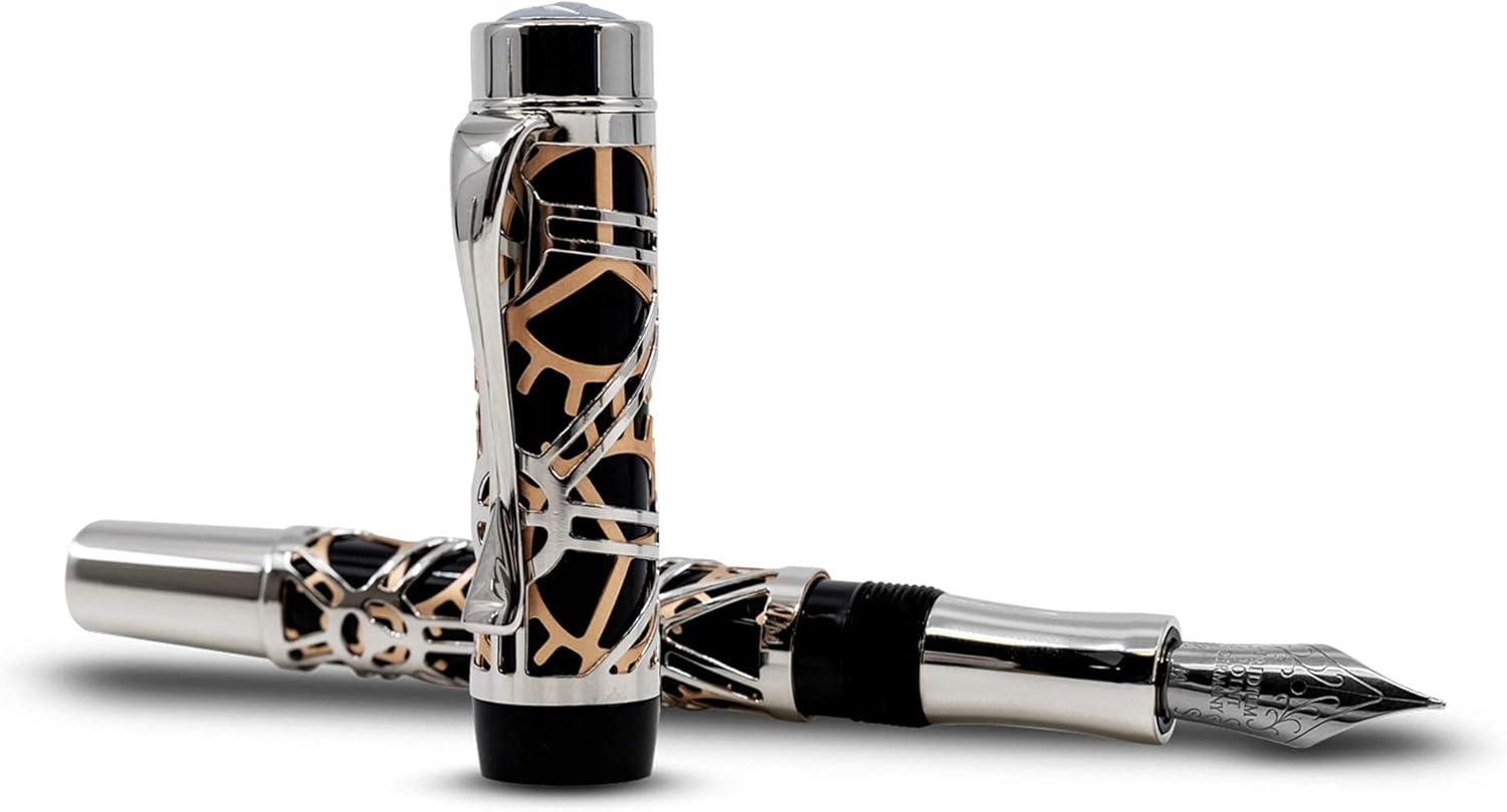 The Juan, Fountain Pen with Silver, Black, Copper Finish, German-Made Nib - Elegant, Weighted Signature Pens with 2 Ink Refills - Premium Business Accessories and Luxury Gifts (Stainless Steel Nib)