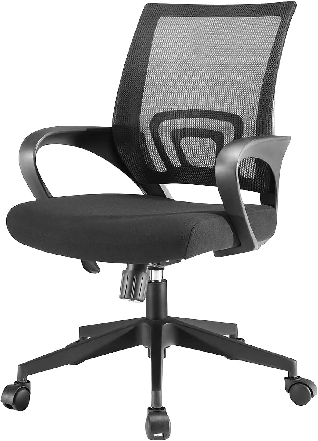WRTEE Office Desk Chair Home Ergonomic Desk Chair Mid-Back Chair Lumbar Support Mesh Computer Chair Adjustable, Swivel Task Chair with Armrest - Black