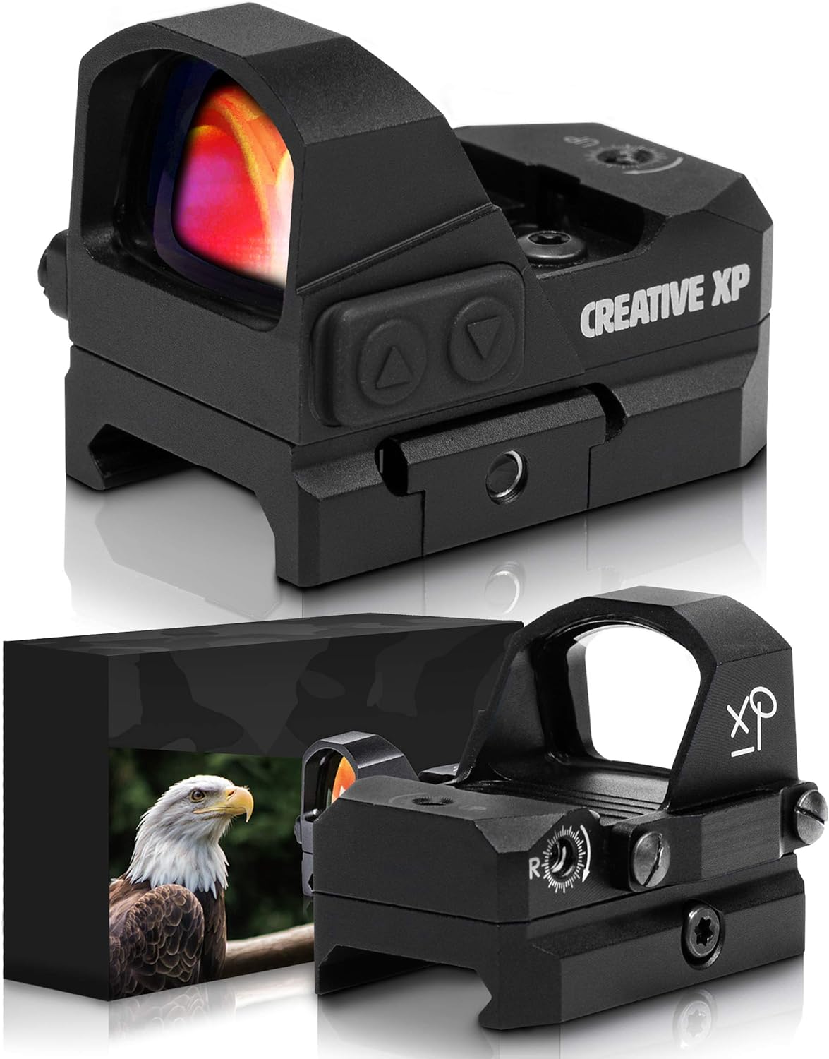 CREATIVE XP HD Red Dot Sight 3 MOA – Tactical Reflex Sight for Day & Night Time – Easy to Zero on a Glock or Rifle - Glock Mount Plate, Lifetime Battery Replacement - GlassEagle