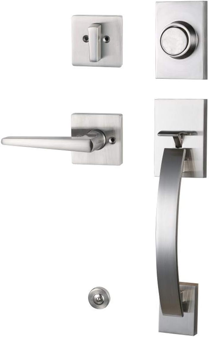 Double Door Handleset for Back Side and Front Door in Venetian Aged Bronze (Keyed Entry and Dummy Handleset）