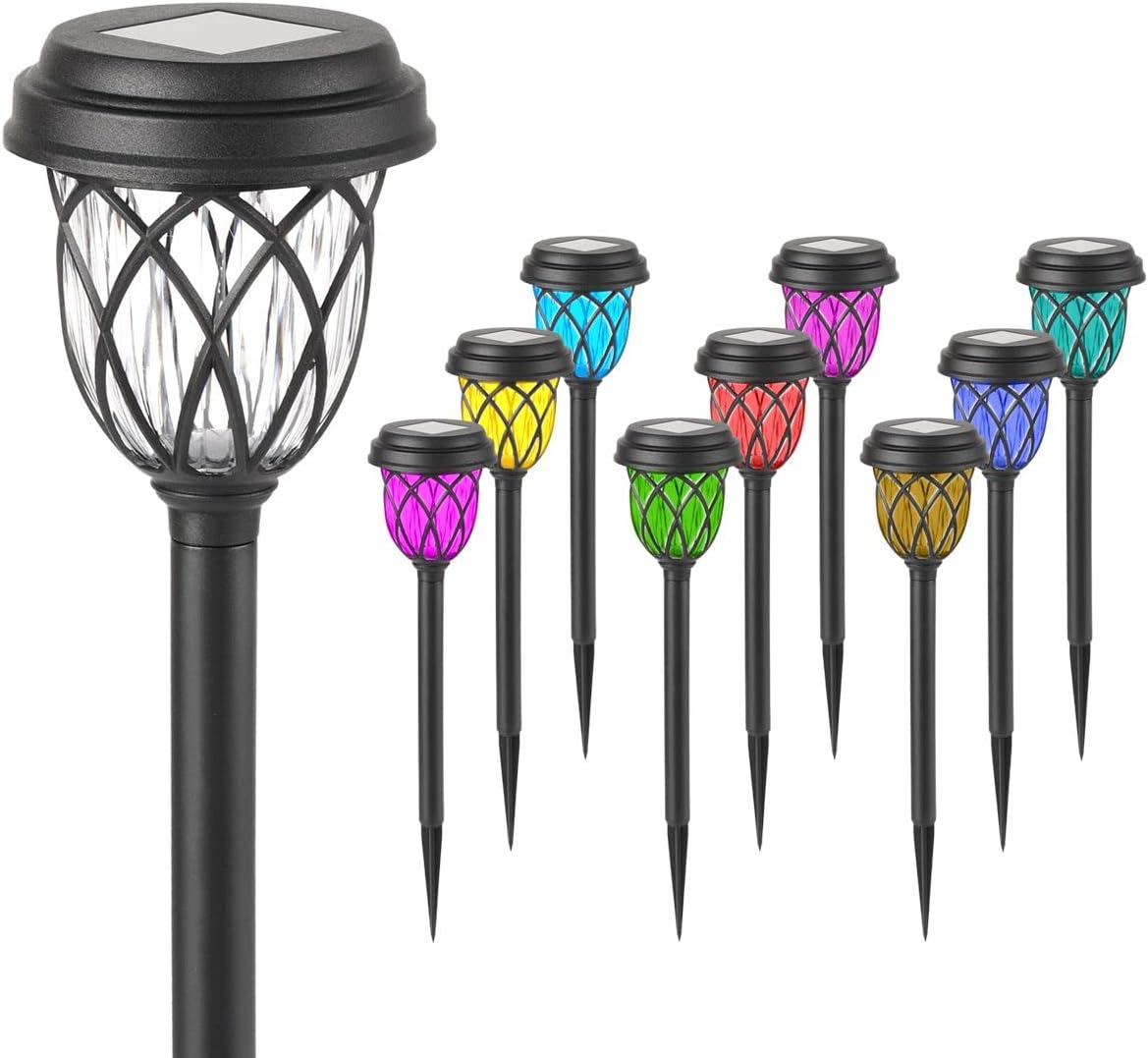10 Pack Solar Lights Outdoor Garden Pathway Solar Powered Yard Lights for Walkway Sidewalk Driveway.
