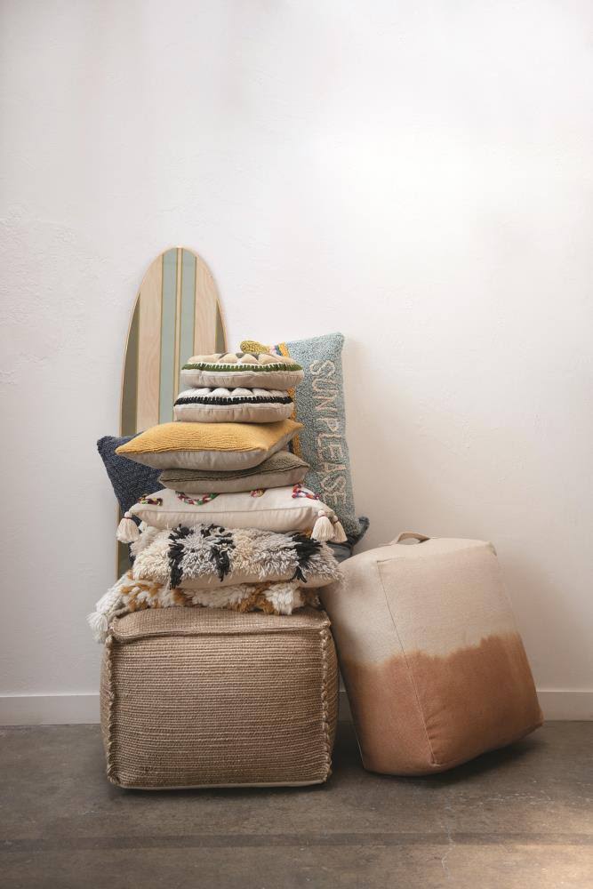 Creative Co-op Lacquered Wood Wall D&eacute;cor with Stripes (Hangs Vertical or Horizontal) Decorative Surfboard, Green