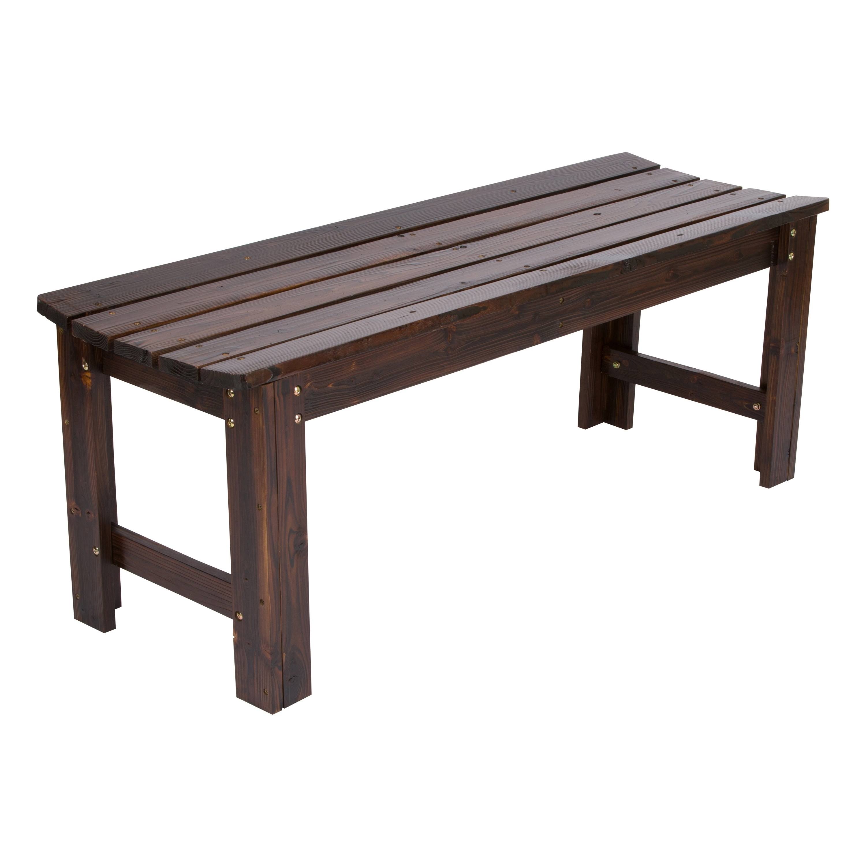 Shine Company 4 ft. Backless Garden Bench Burnt Brown