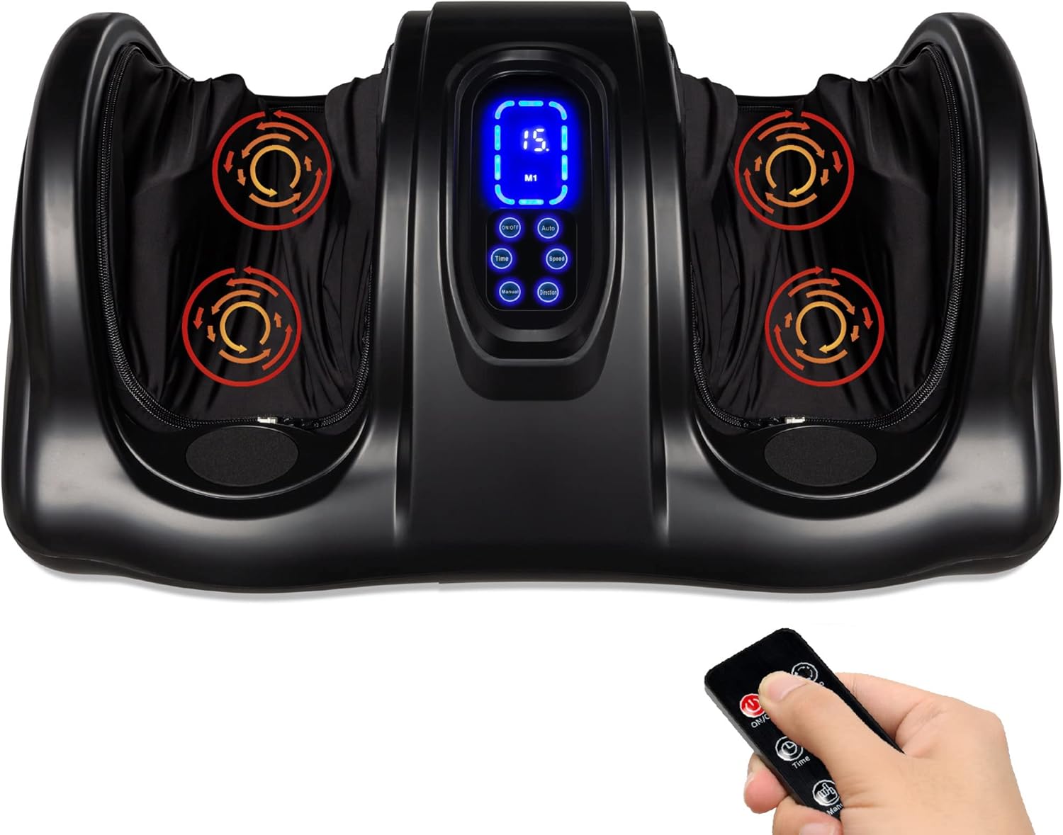 Best Choice Products Therapeutic Shiatsu Foot Massager Kneading and Rolling for Foot, Ankle, Nerve Pain w/ Handle, High Intensity Rollers, Remote Control, LCD Screen, 3 Massage Modes - Black