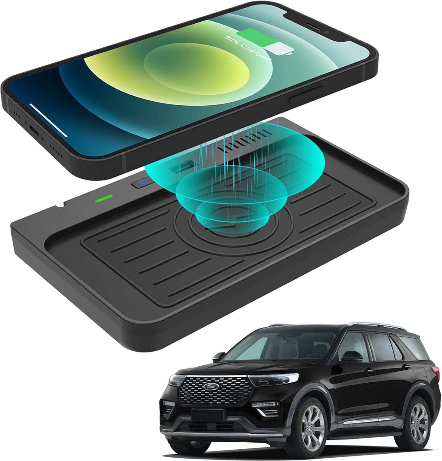 Wireless Car Charger for Ford Explorer Center Control Accessories 2022 2021 2020 ，with USB Ports Compatible Wireless Charging Pad fit for Explorer Base XLT Limited ST Platinum Explorer Limited Hybrid