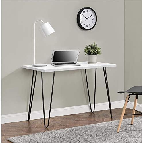 Pemberly Row Retro Computer Desk in White Pack of 2