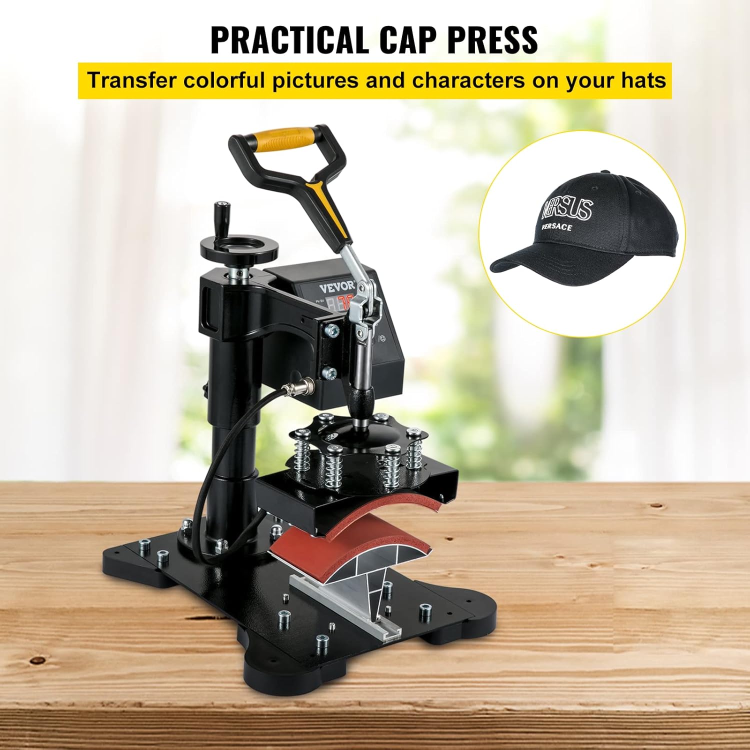 VEVOR Cap Press, 3.1 x 5.5 inch Hat Press Machine, Dual Digital Control, Hat Heat Press Machine, Durable Heat Press for Hats Baseball Hat Caps