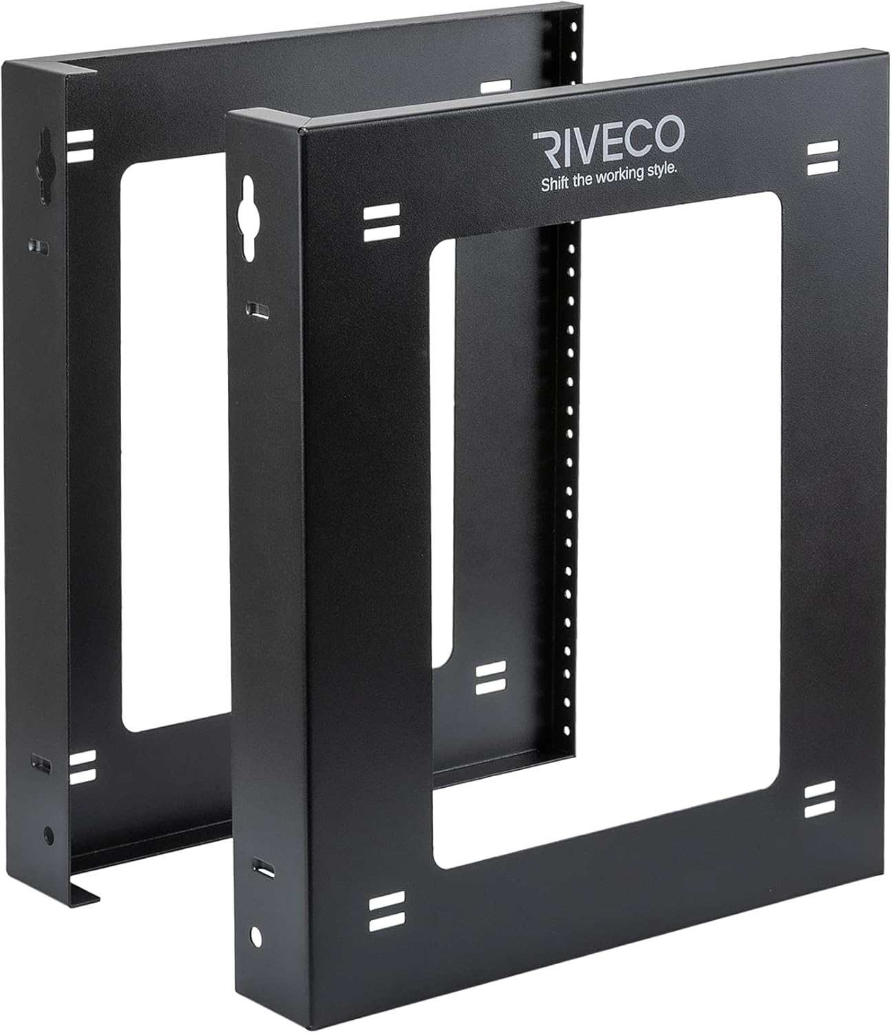 RIVECO 9U Open Frame Rack Wall Mount & Desktop Mount, No Assembly Required Server Rack for Network Equipment & Data AV HiFi Stereo Gaming Electronics Shelf Pack of 2