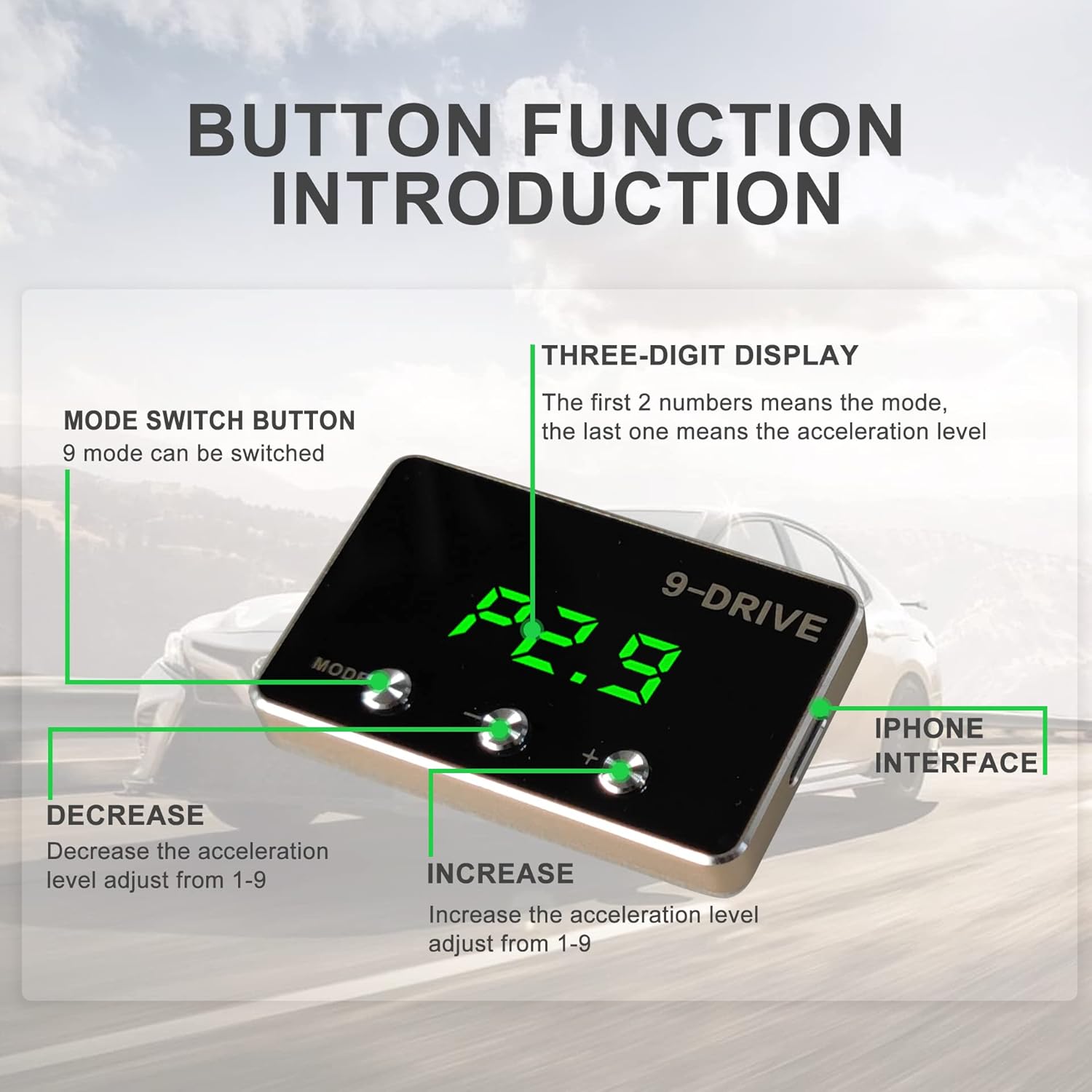 Throttle Response Controller 9 Drive Modes Smart Electronic Racing Accelerator Compatible with Ford F150 F250 F350 F450 F550 Focus&nbsp;ranger Land Rover&nbsp;Range Rover