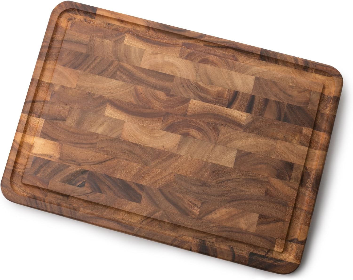 Ironwood Gourmet Charleston End Grain Board with Channel, Acacia Wood Pack of 2