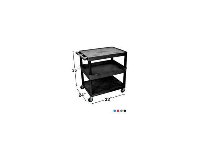 Luxor TC212-B 3 Shelf Large Black Tub Cart