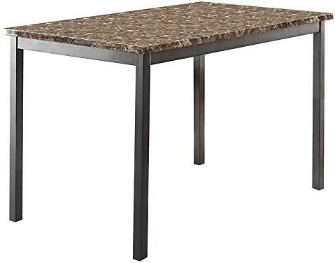 Pemberly Row Contemporary Metal Dining Room Table in Black
