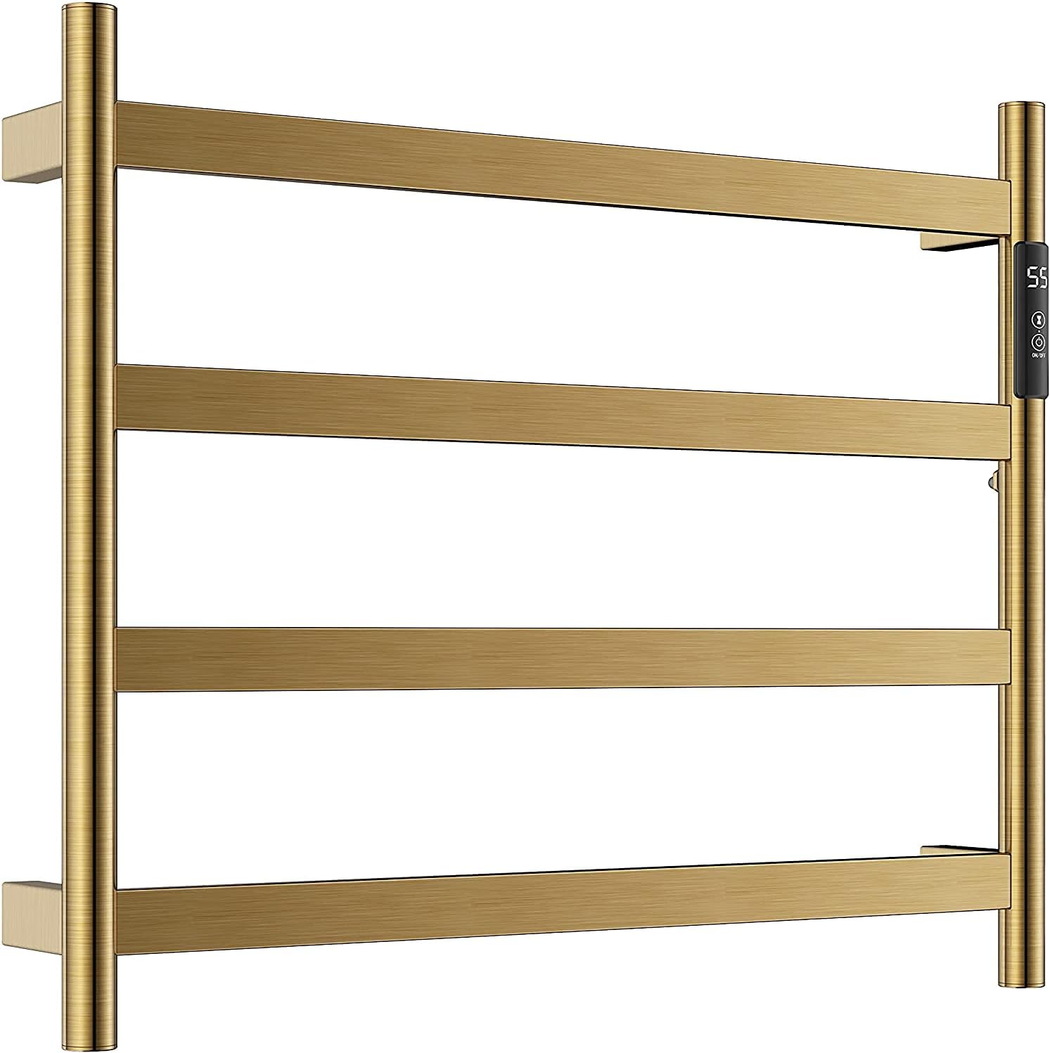 WUDIEYIN Heated Towel Rack, Towel Warmer with Timer, Wall Mounted hot Towel Warmer for Bathroom, Hardwired or Plug-in Models/Built-in Carbon Fibre Heating Wires