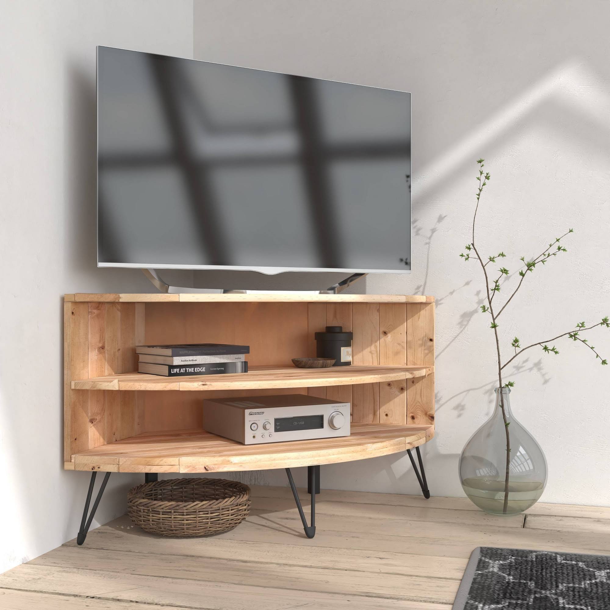 Altona Corner TV Stand for TVs Up to 43x22 Natural/Black - Summerland Home