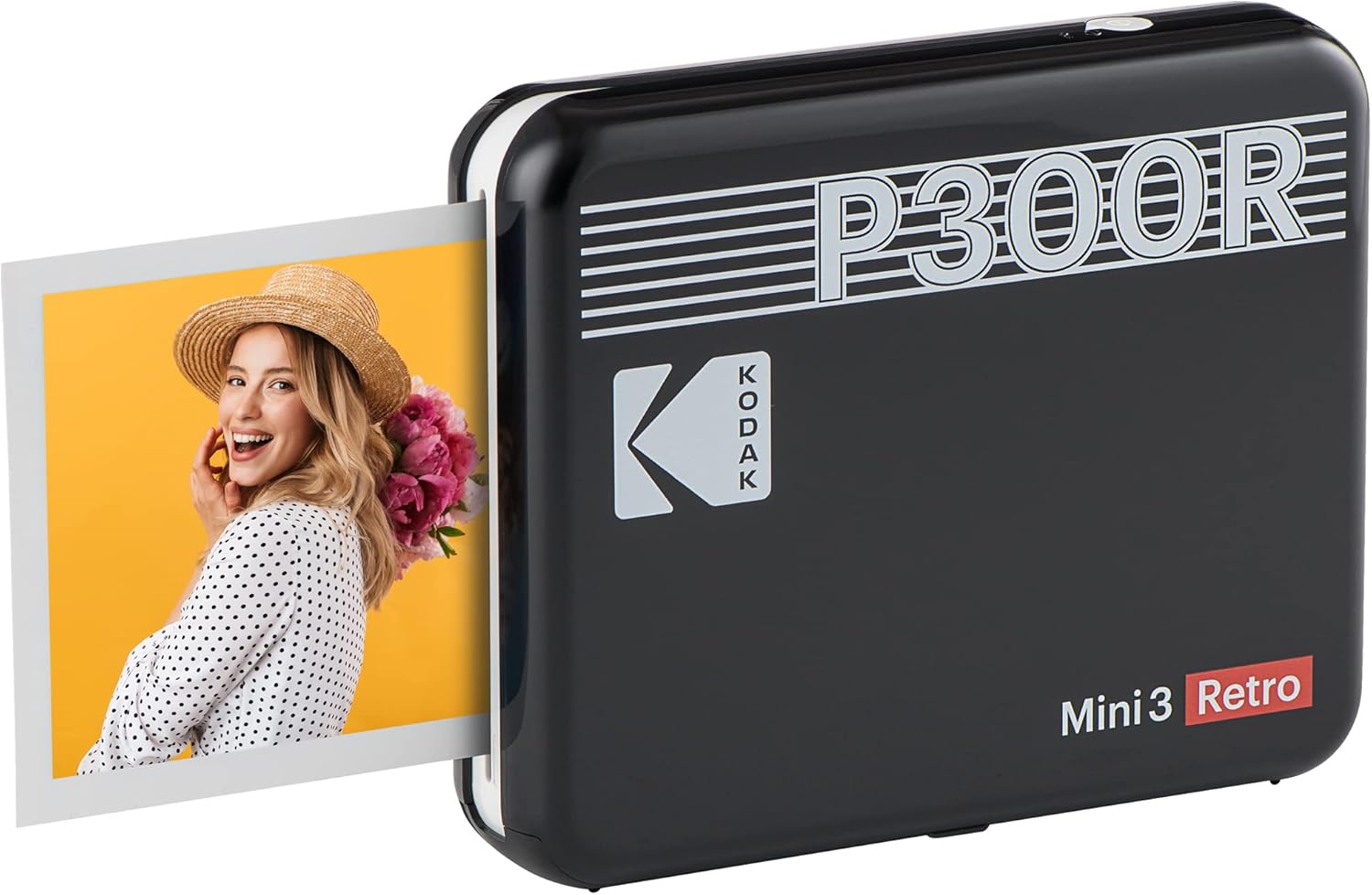 Kodak Mini 3 Retro 3x3” Portable Photo Printer, Compatible with iOS, Android & Bluetooth Devices, Real Photo: 4Pass Technology & Laminating Process, Print Photos - Black