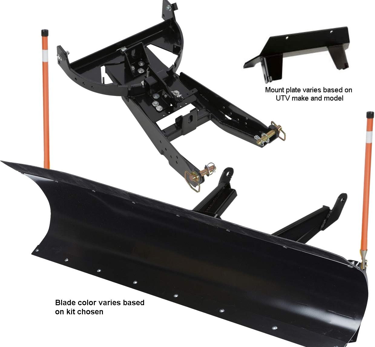 72 inch DENALI Pro UTV Snow Plow Kit in BLACK - 2016-2021 Polaris General