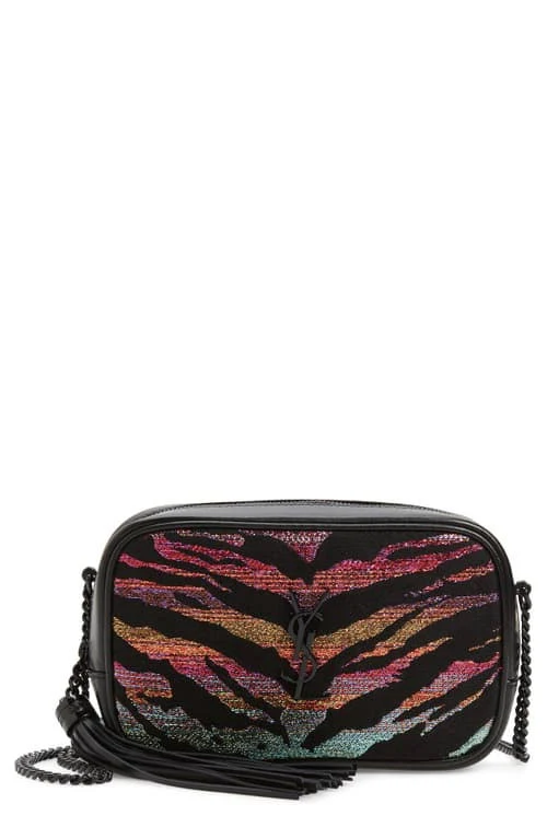 Saint Laurent Mini Lou Tiger Stripe Camera Bag - Black