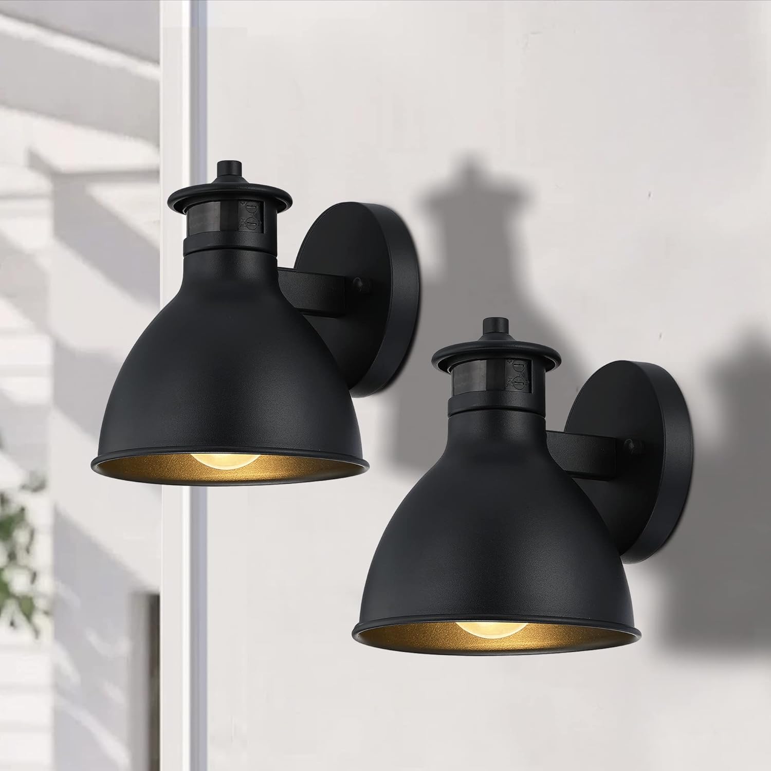 2 Pack Outdoor Motion Sensor Light, Anti-Rust Waterproof Wall Light Fixtures, Dusk to Dawn Outdoor Lighting, A19 Base Outdoor Lights for Patio Garage Porch Barn House Garden Backyard (Bulbs Included)