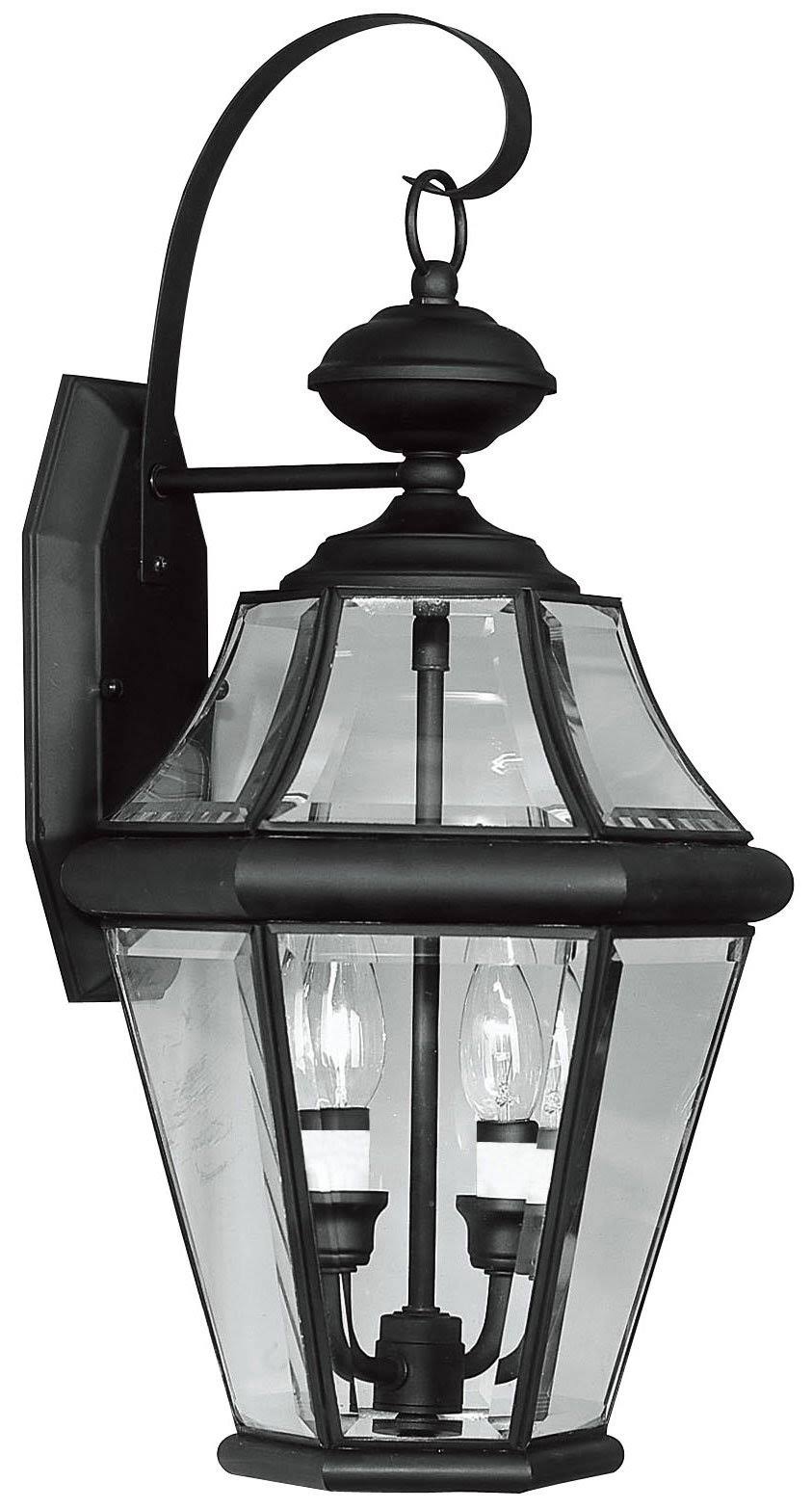 Livex Lighting Georgetown 2 Light Outdoor Wall Lantern, Black 2261-04