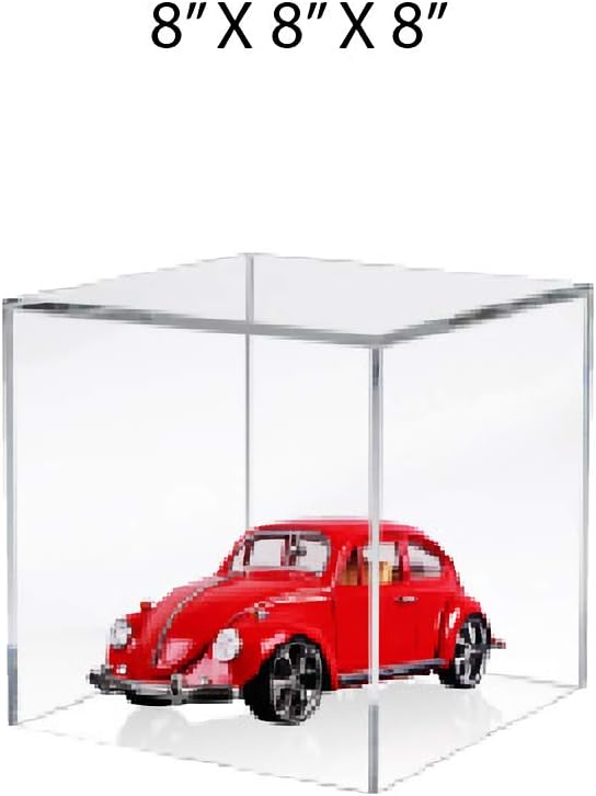 Clear Acrylic Display Cube – Easy Assemble Box Cube Display Dustproof Protection Case for Collectibles, Figure and Items (8”L X 8”W X 8