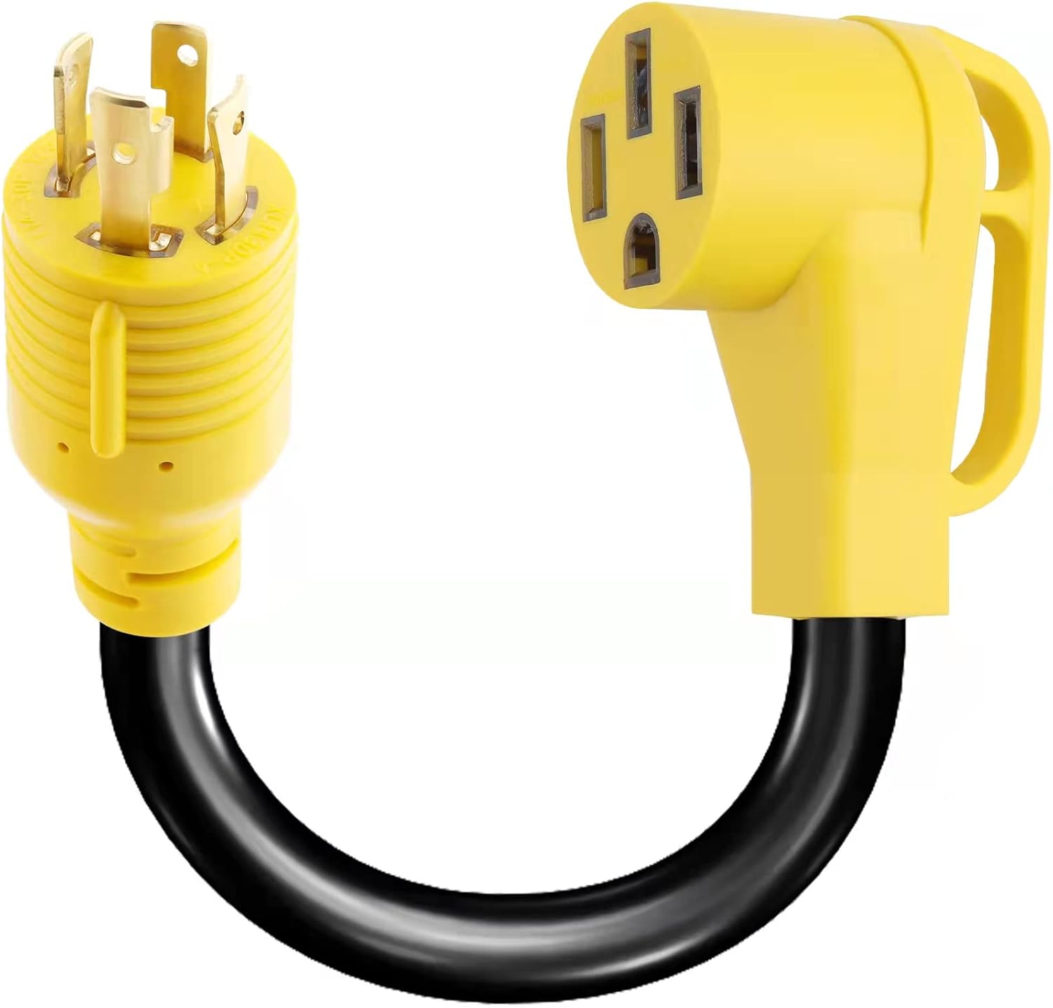 Flameweld RV Generator Adapter Cord - L14-30P Locking Male Plug to 14-50R Female with Handle, 4 Prong 30 Amp to 50 Amp for Generator to RV Trailer Camper, 7500W STW 10AWG Generator Cord, UL Pack of 2