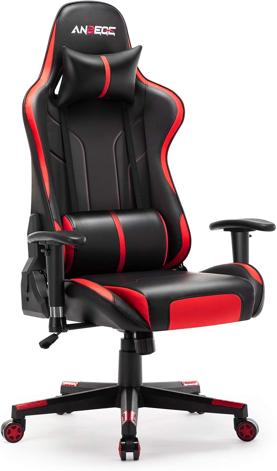 ANBEGE Gaming Chair with 2D Armrest Ergonomic Reclining Video Game Chair Recliner PC Computer Chair with Headrest & Lumbar Support for Adult(Black Red)