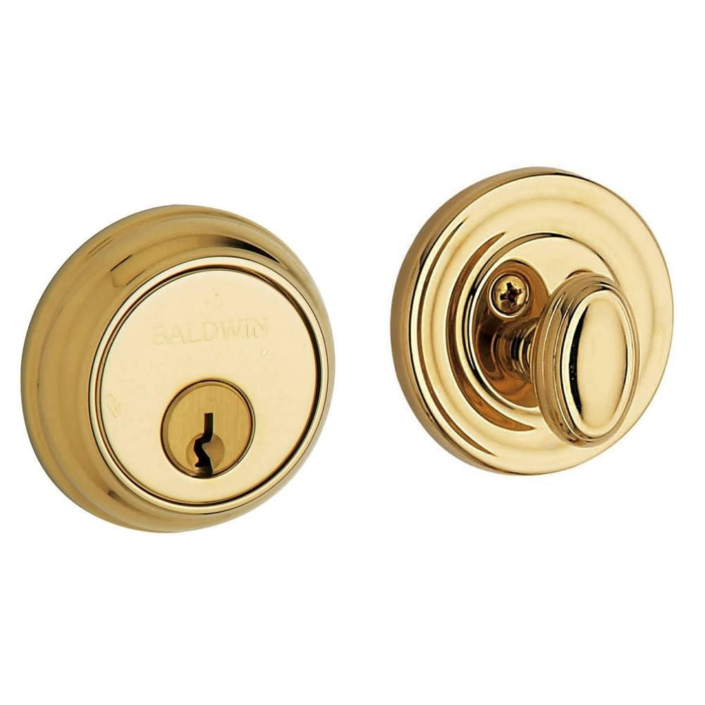 Baldwin Traditional Round Single Cylinder Deadbolt Non-Lacquered Brass