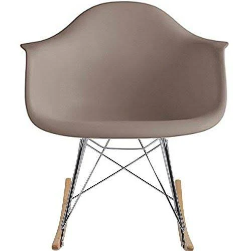 2xhome - Grey - Eames Chair Style Molded Modern Plastic Armchair - Contemporary Accent Retro Rocker