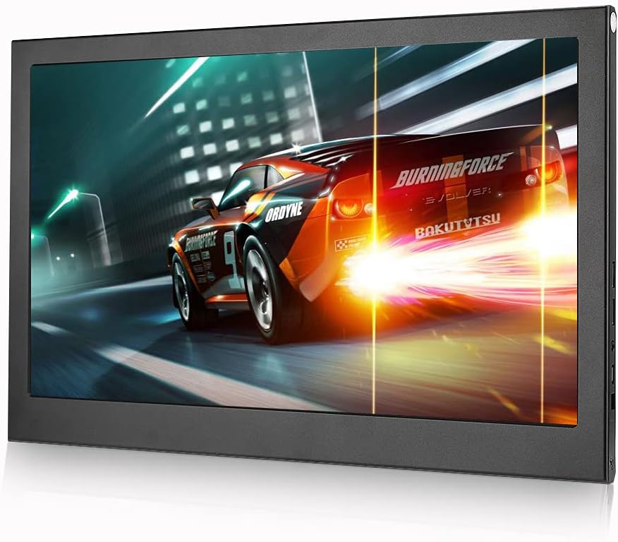 Jopwkuin 14inch Full HD IPS Monitor(1920 x 1080P)-Portable Monitor Flat Monitor Ultra-Thin HDMI Monitor 16:9 Screen Display with Bracket and Cables for Home Use, Offices and Travel