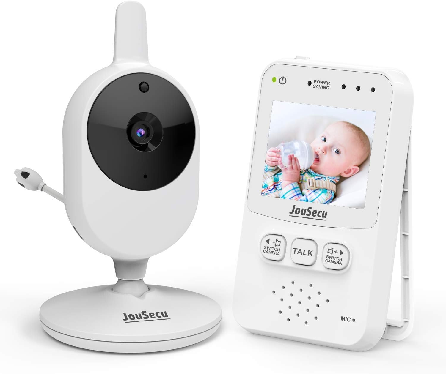 Baby Monitor with Camera and Audio 2.4inch LCD, 2-Way Talk, Night Vision, Eco Mode, 1000ft Range, Feeding Alarm （Up to 4 Cameras） Pack of 2