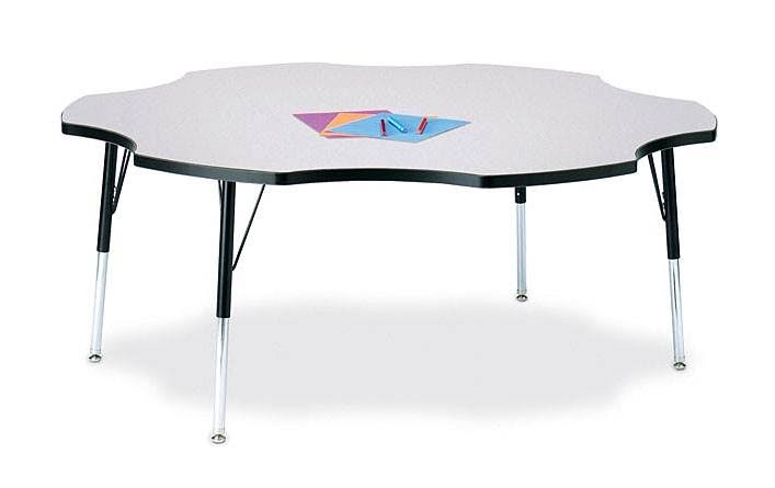 Jonti-Craft 6458JCT210 Berries Oak and Black 60x22 Toddler Six Leaf Activity Table