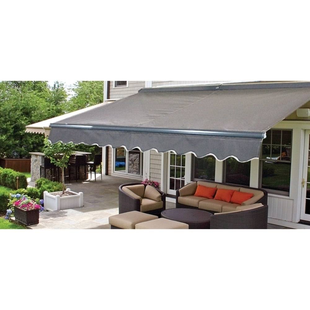 Aleko Awcm13x10gy80-ap Half Cassette Motorized Retractable Patio Awning - 13 x 10 Feet - Gray