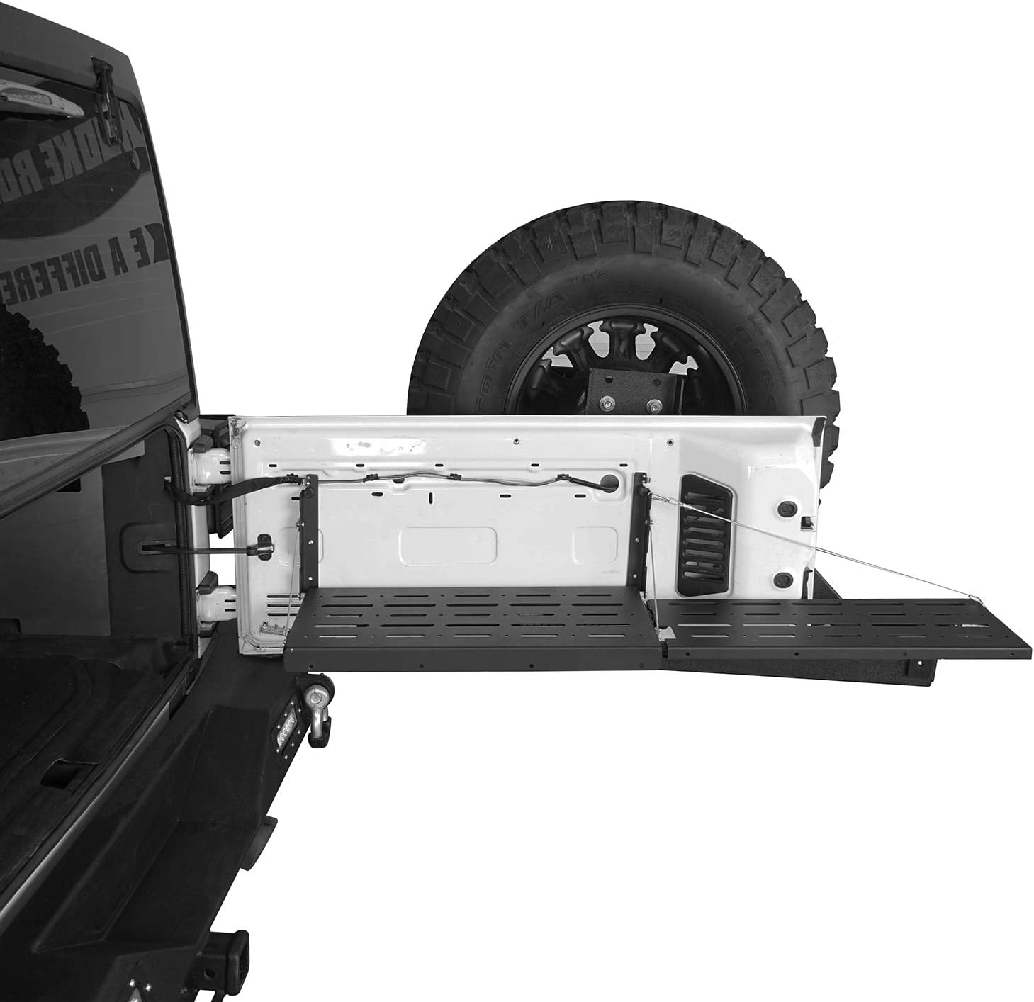 Hooke Road Wrangler JK Tailgate Table Camping Cargo Shelf Storage Rack Compatible with Jeep Wrangler JK 07-18 (Upgrade Extended Version)