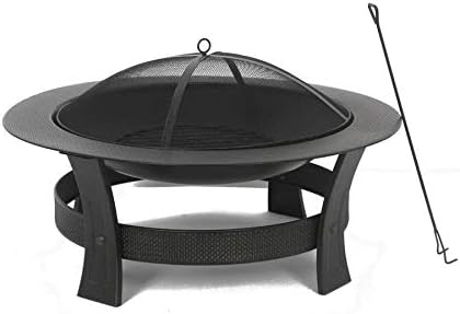 35-in W Black/High Temperature Powder Coated Steel Wood-Burning Fire Pit