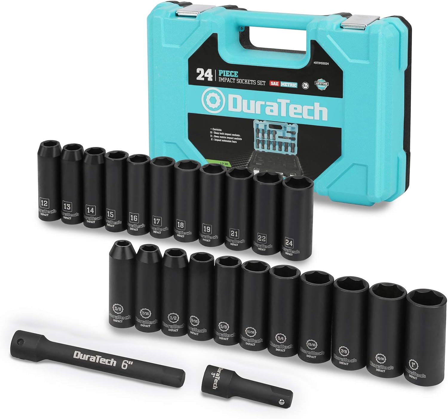 DURATECH 24-Piece Impact Socket Set, 1/2