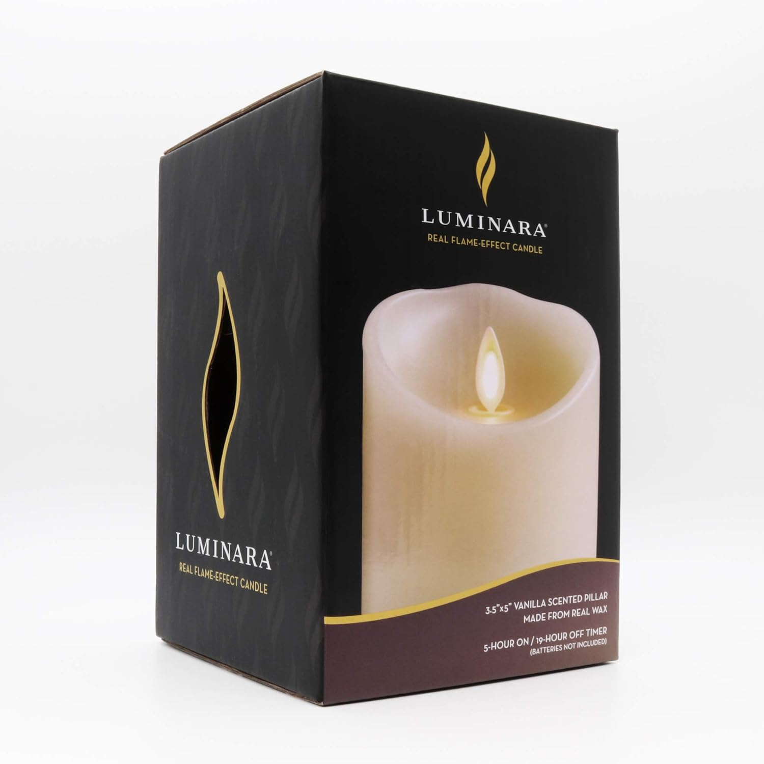 Luminara Flameless Pillar Candle - Moving Flame LED Battery Operated Lights with Real Vanilla Scented Wax - Remote Ready - Remote Sold Separetely - Ivory White - 3.5