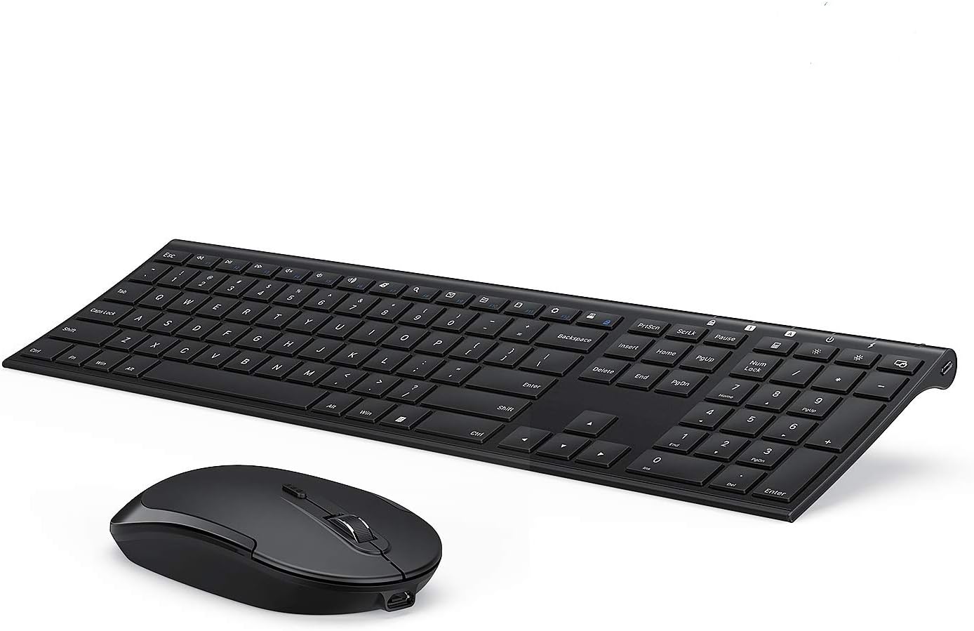 Wireless Keyboard and Mouse, Vssoplor 2.4GHz Rechargeable Compact Quiet Full-Size Keyboard and Mouse Combo with Nano USB Receiver for Windows, Laptop, PC, Notebook-Dark Gray