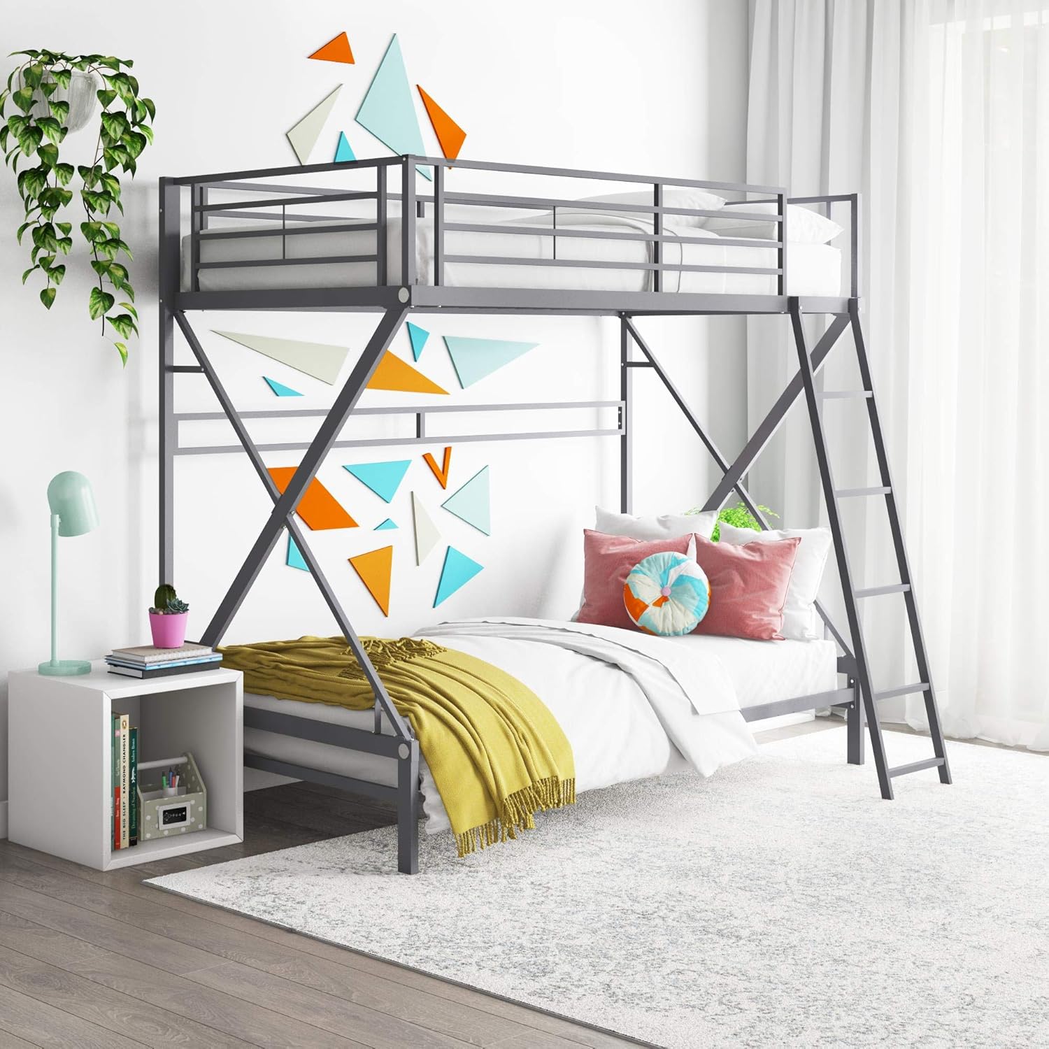 DHP X Twin Over Twin Metal Bunk Bed Frame for Kids and Adults, Black